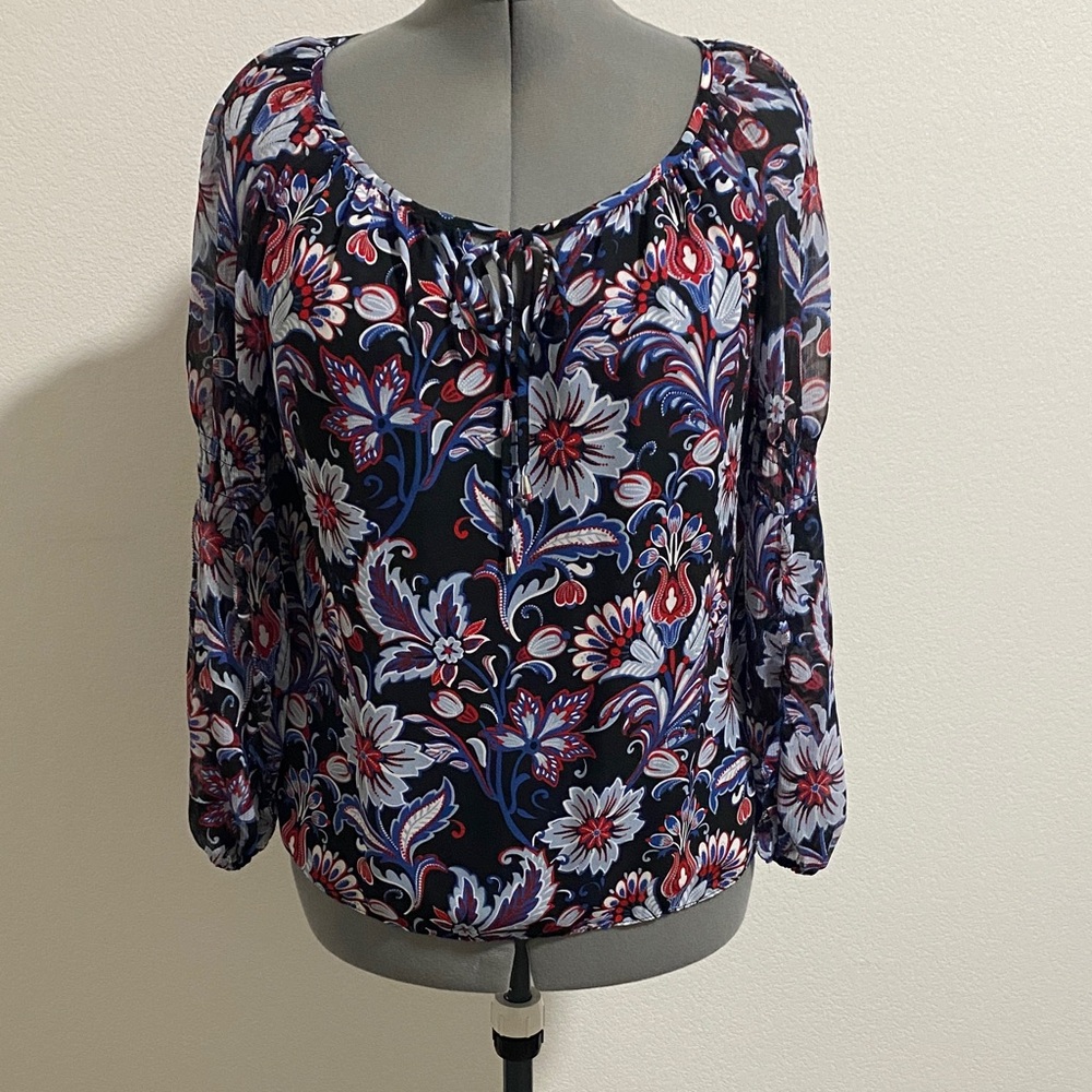 INC International Concepts Blouse Medium Red Blue